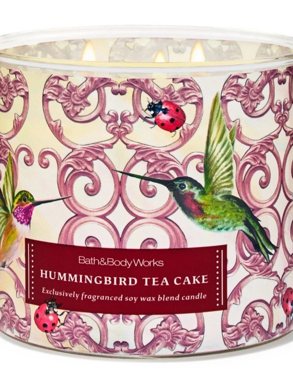 Bath & Body Works Hummingbird Tea Cake 3 Wick Candle With Gold Decorative Lid - Picture 2 of 5